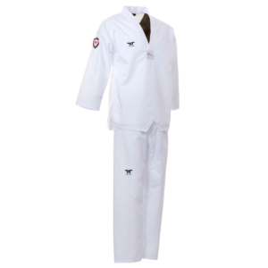 Uniforme Dobok Ultraliviano de Infusion Malla Transpirable Cuello Blanco